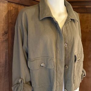 Short Olive Green Women's Casual Jacket